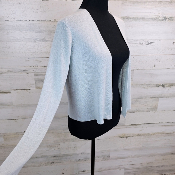 Eileen Fisher Womens Organic Linen Blend Open Front K It Cardigan XS Light Blue - Picture 8 of 13